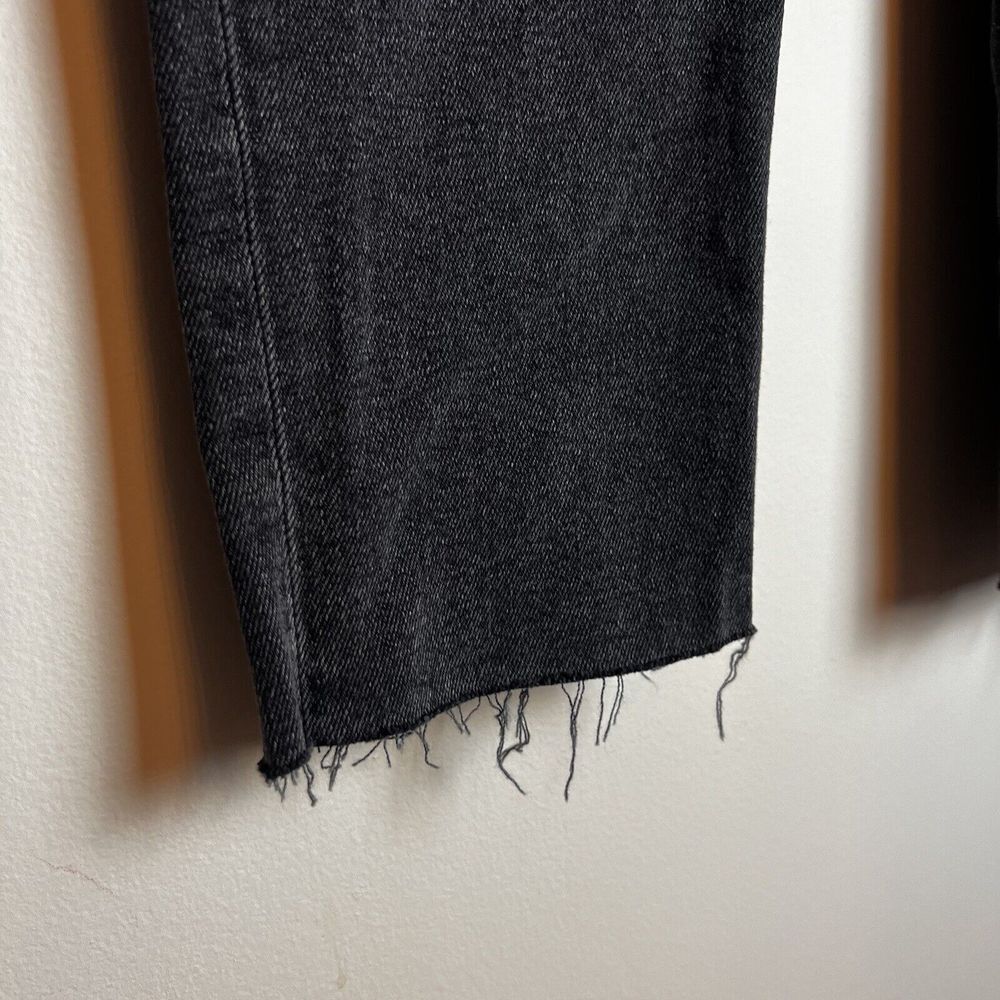 Re/Done 70s Stove Pipe High Rise Jeans Black Ankle Raw Hem NWT Sz 32 / 14 - Picture 3 of 16